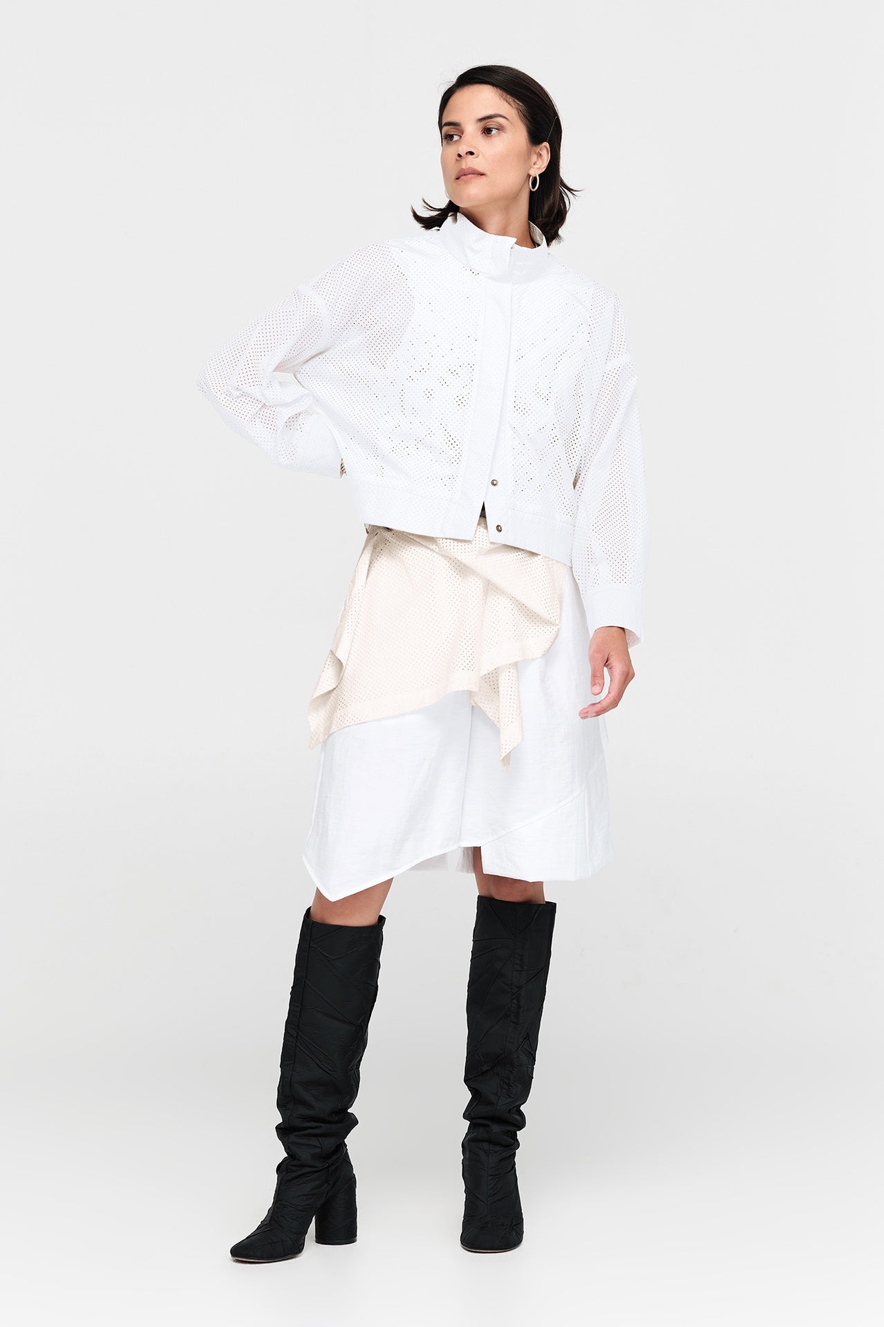 Perforated Veer Jacket - White Perforated in White