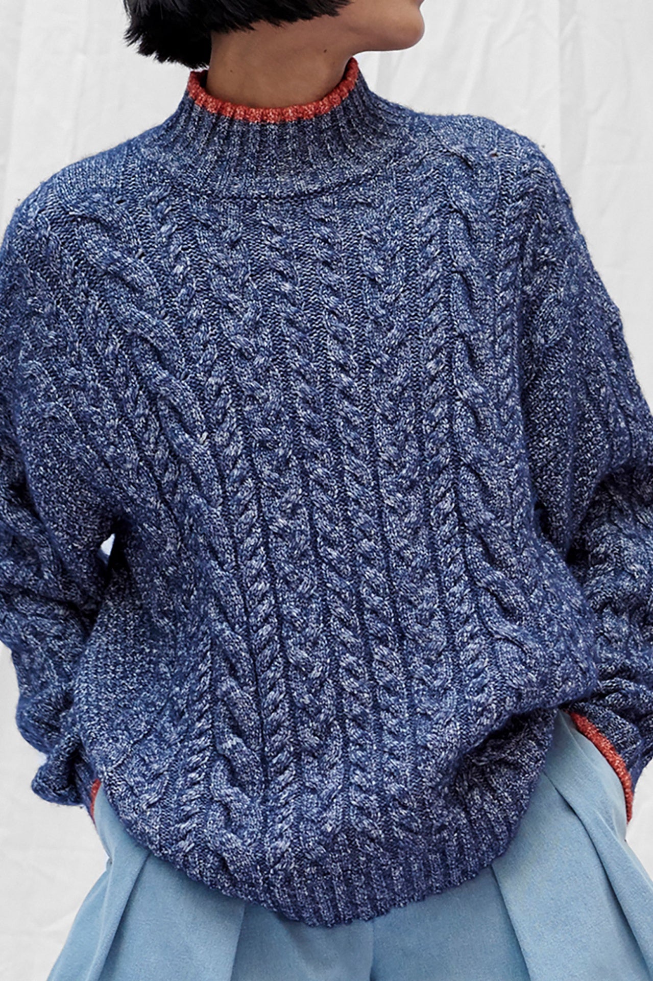 Cable Knit Sweater Navy in Blue The Shelter