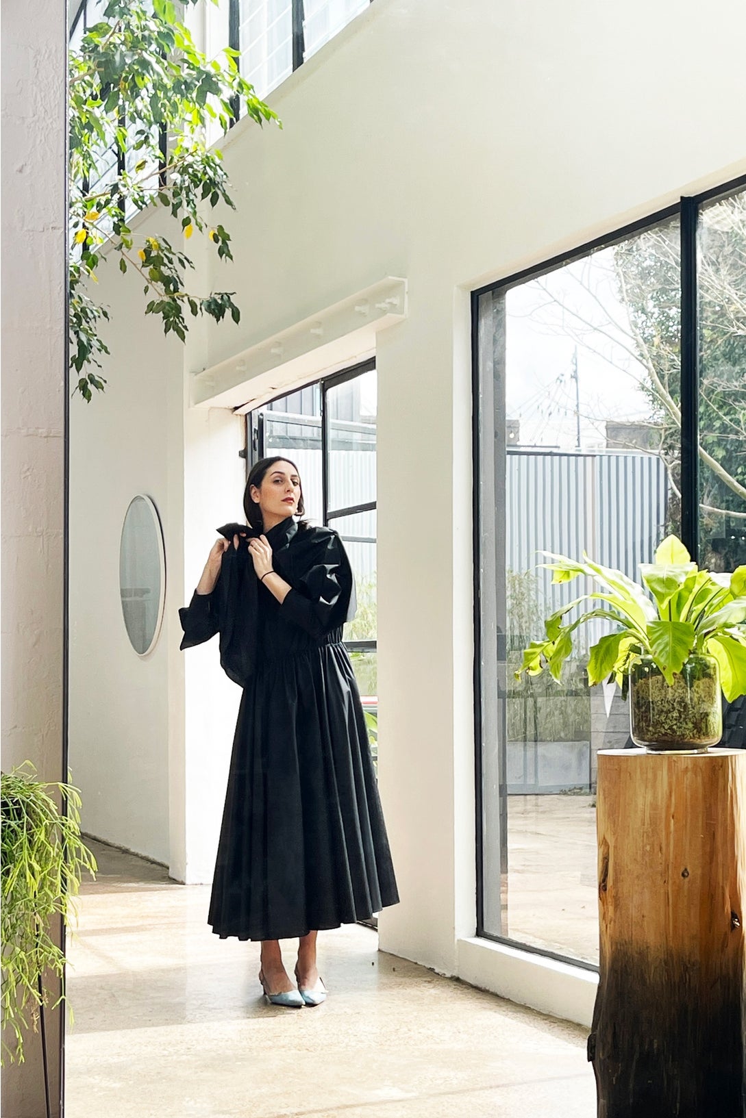 Draped Cape Dress - Black in Black - The Shelter