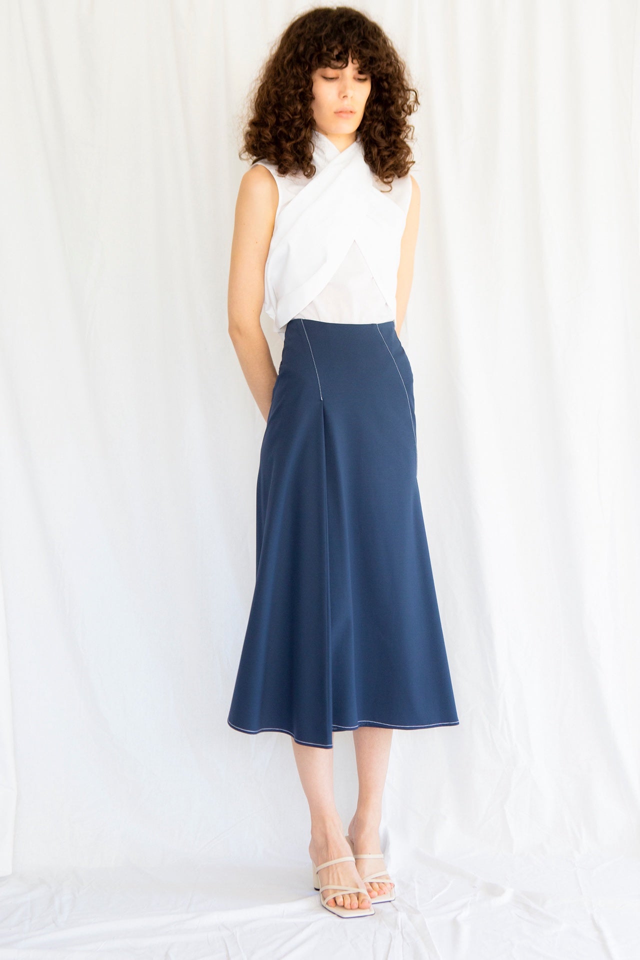windy skirt Windy Skirt - Navy Ponte in Blue - The Shelter