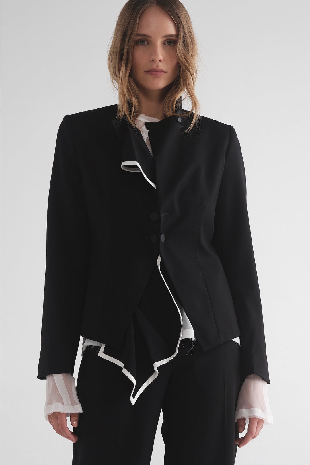 Draped Sequence Jacket - Black/ivory in Black