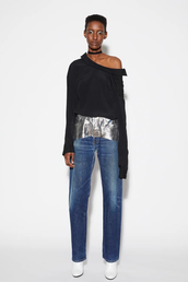 Silver Band Denim Pants - Blue/silver in Blue - The Shelter