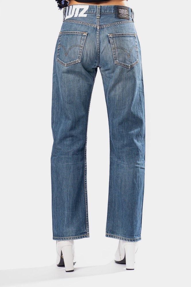 Silver Band Denim Pants - Blue/silver in Blue - The Shelter