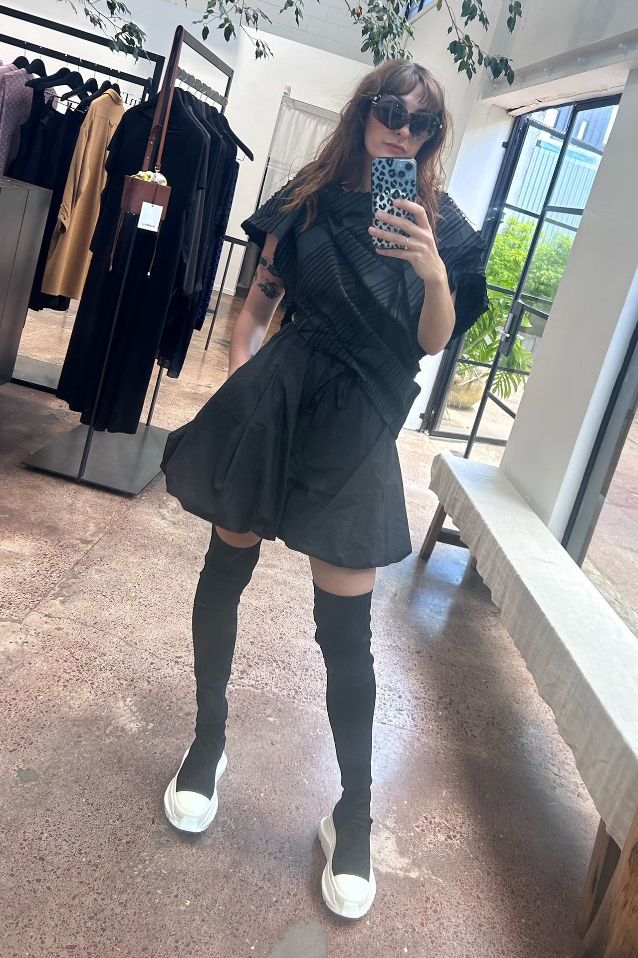 Abstract Stockings Boots - Black / Milk in Black - The Shelter