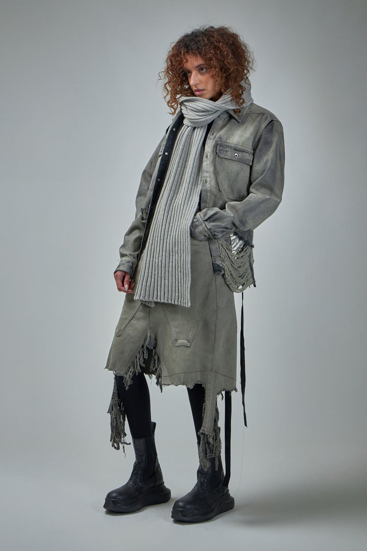 Slivered Skirt - Mineral Fringed in Blue - The Shelter