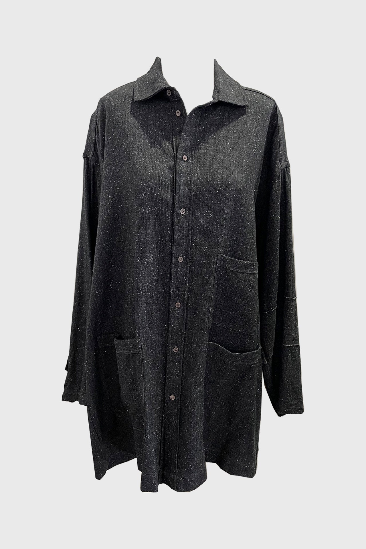 Splitback Shirt - Grey Speckled Wool in Grey - The Shelter