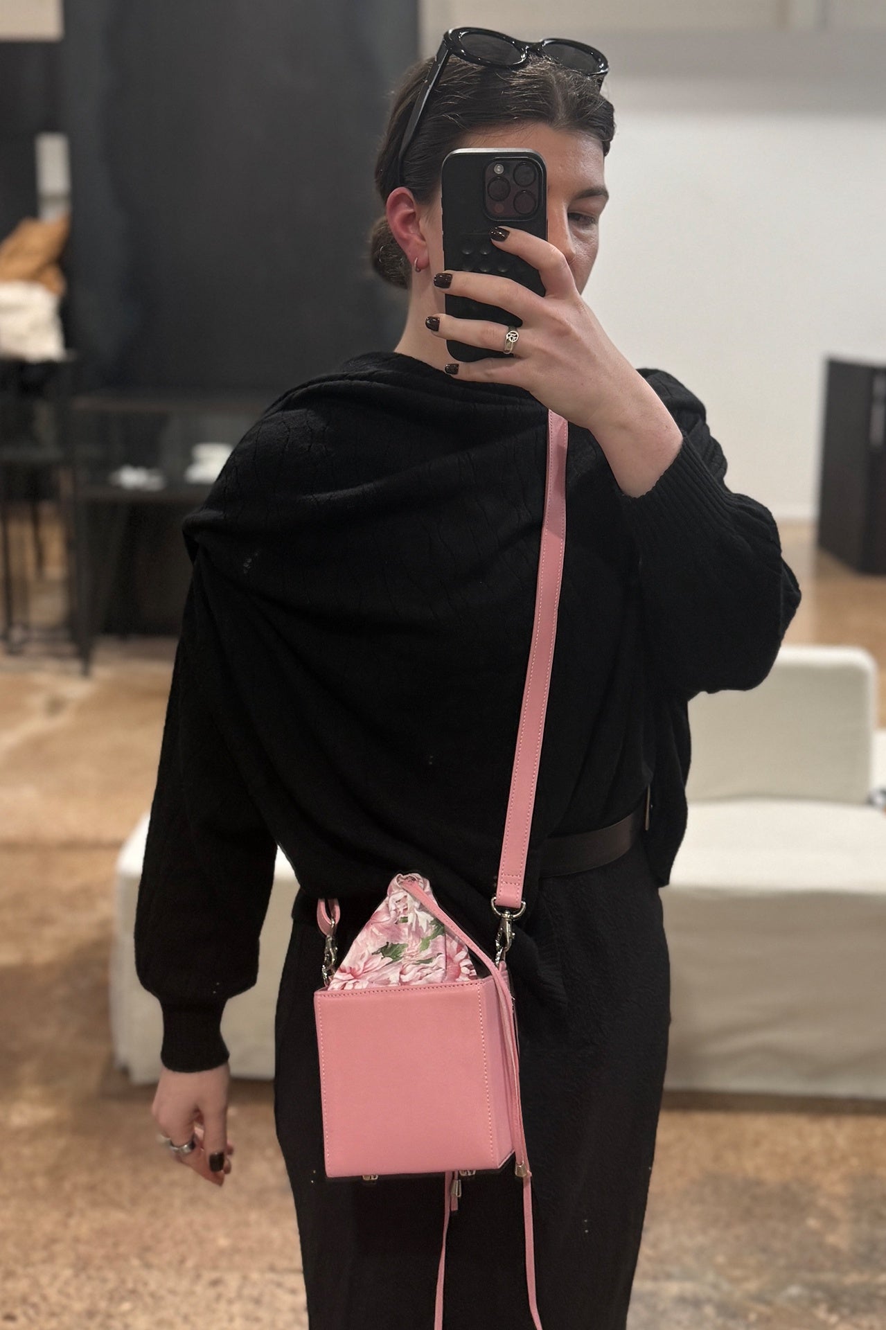 The Mini Box Bag - Pink Chrysanthemums in Pink - The Shelter