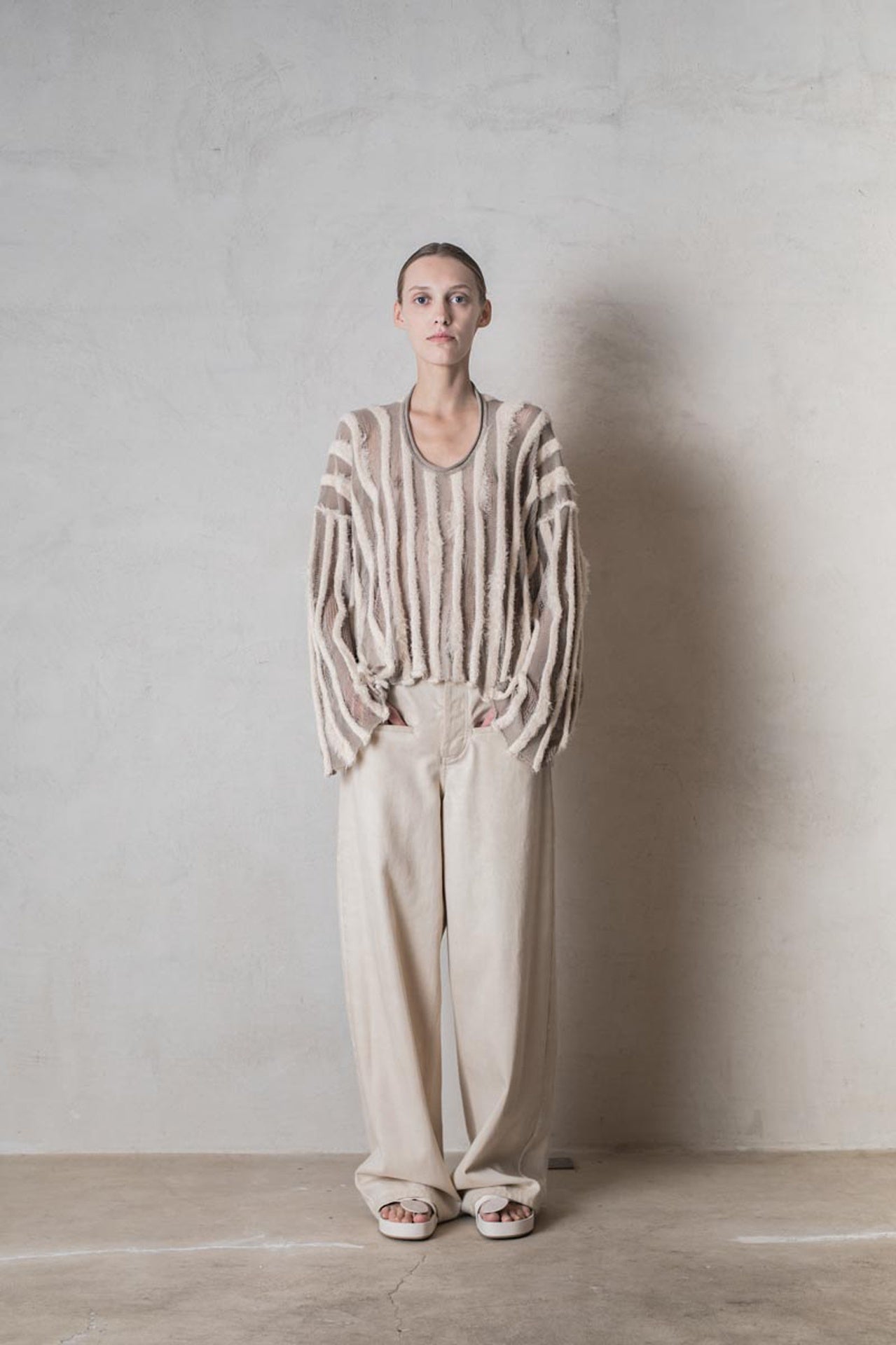 Striped Sweater Tan White in Beige The Shelter