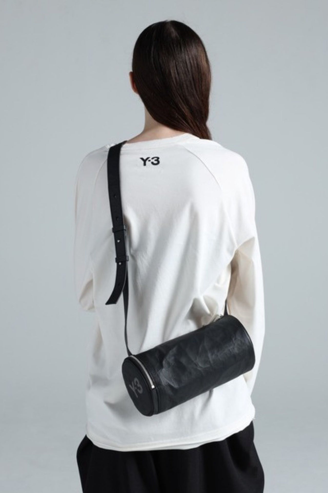Y-3 Leather Barrel Bag - Black in Black - The Shelter