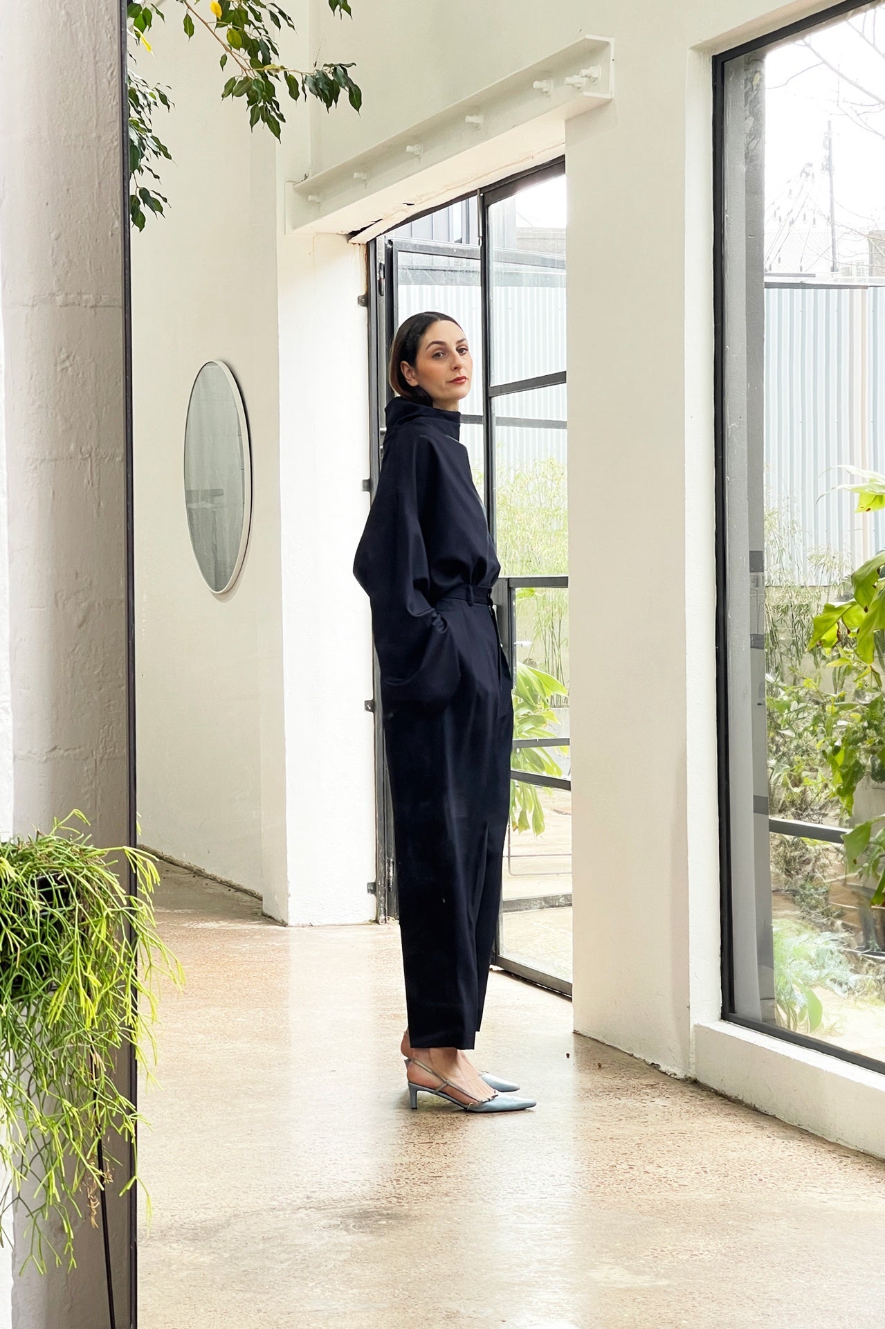 Double Pleated Pants - Midnight Wool Suiting in Blue - The Shelter