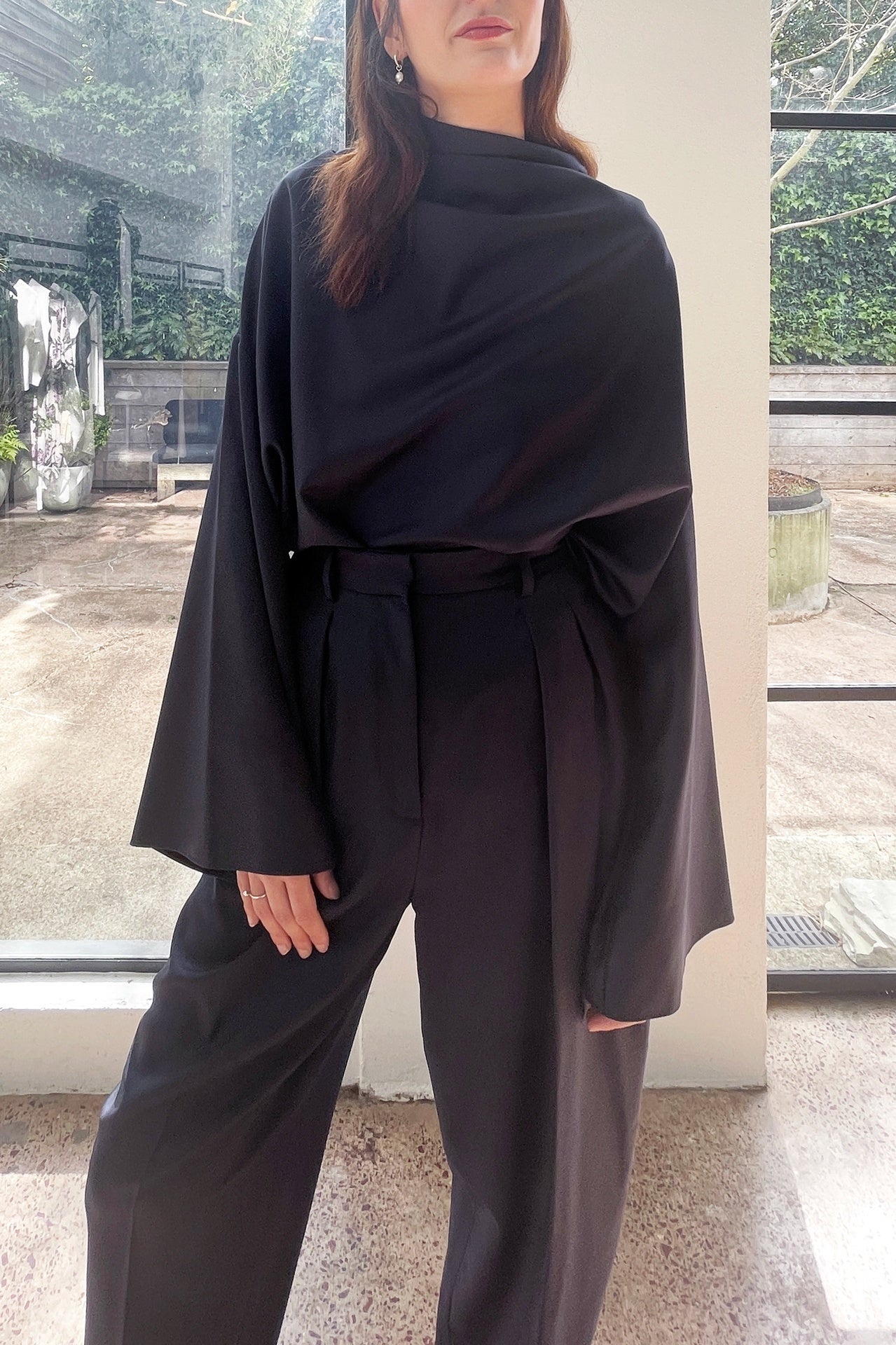 Double Pleated Pants - Midnight Wool Suiting in Blue - The