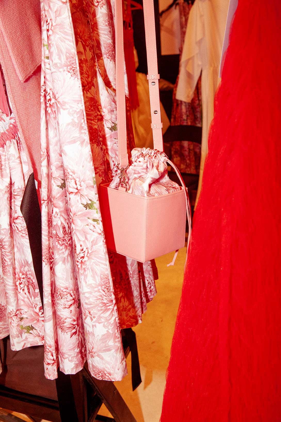 The Mini Box Bag - Pink Chrysanthemums in Pink - The Shelter