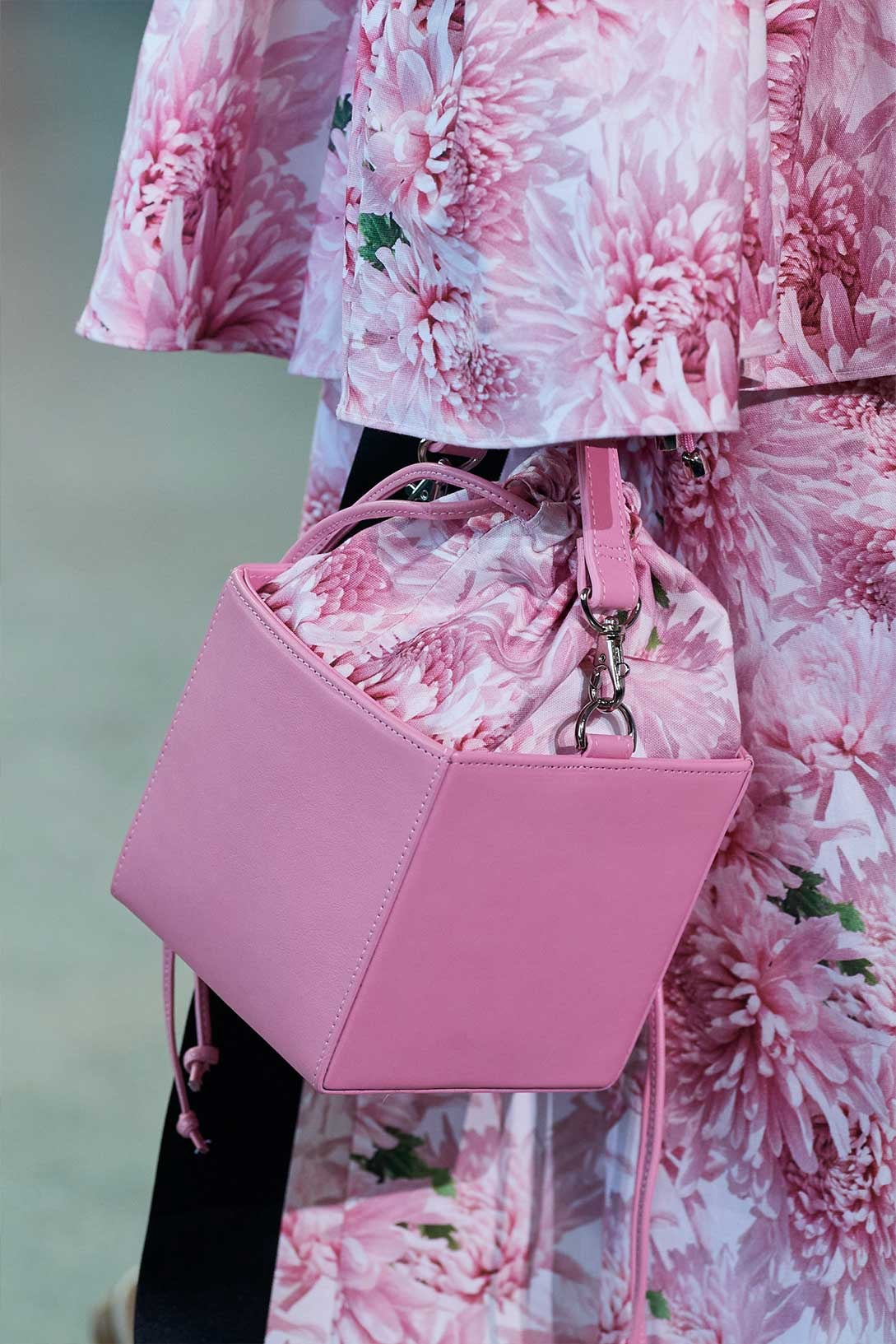 The Mini Box Bag - Pink Chrysanthemums in Pink - The Shelter